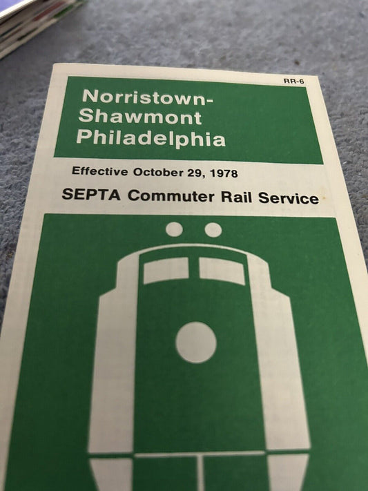 TIMETABLE: NORRISTOWN-SHAWMONT PHILADELPHIA SEPTA COMMUTER 1978