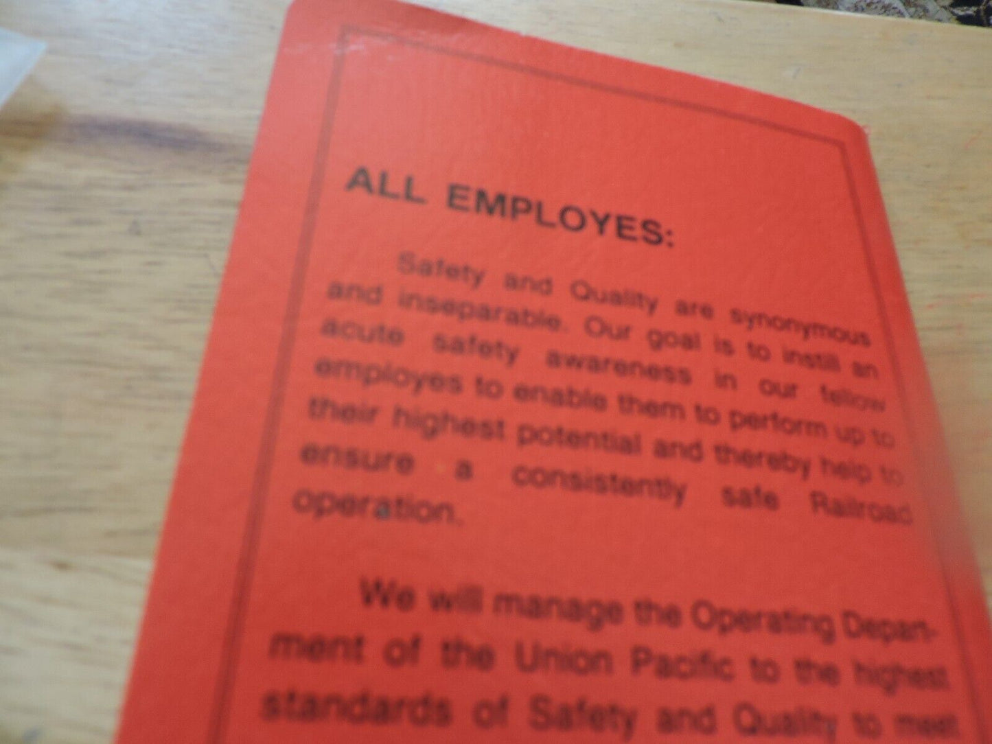 UNION PACIFIC RAILROAD CO. SYSTEM TIMETABLE NO. 6, 1988