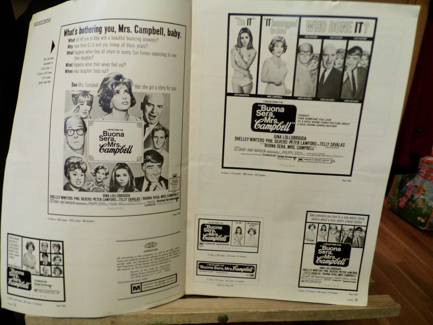 Buona Sera, Mrs. Campbell Pressbook-Gina Lolobridgida/Shelly Winters/Phil Silver