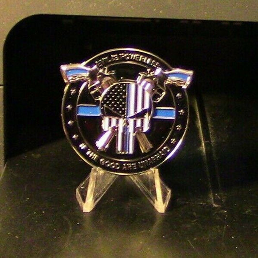 Thin Blue Line, To Protect & Serve Challenge Coin (Evil is Powerless)