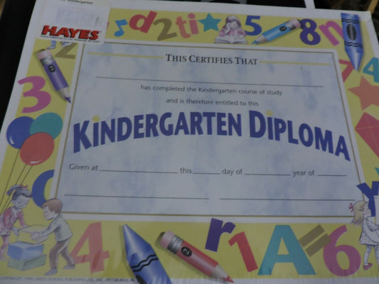 Kindergarten Diploma Certificate NEW PACK OF 25
