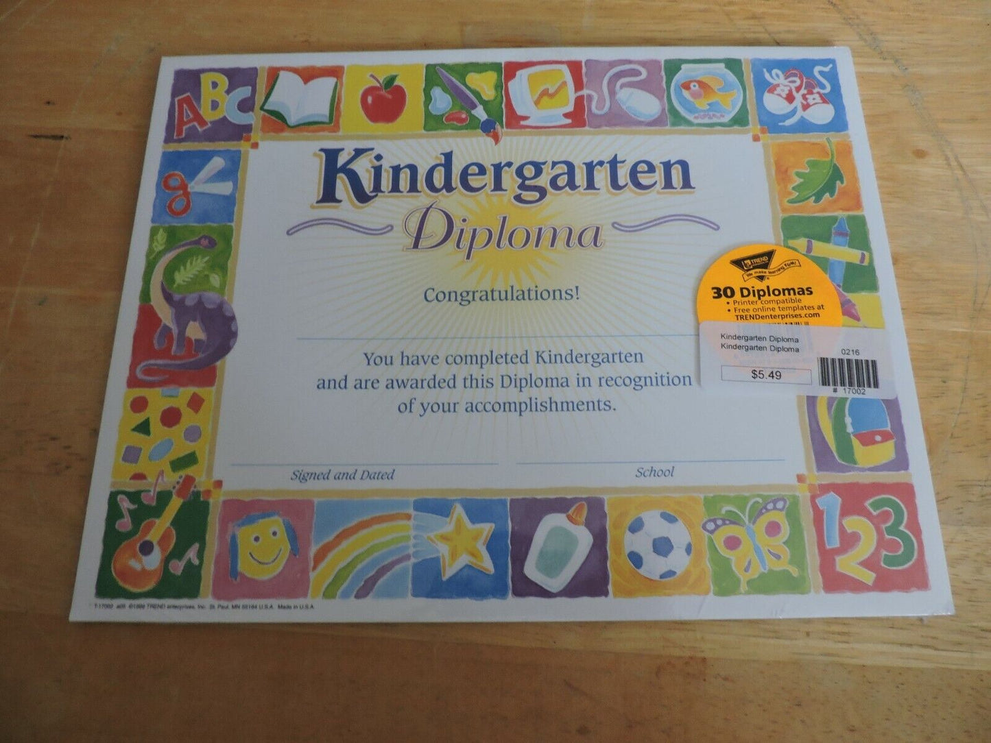 Brand New in the Package: "Kindergarten Diploma Certificates" (30 Per Pack)