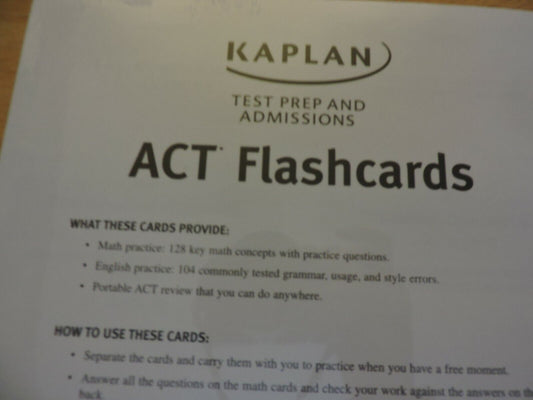 KAPLAN TEST PREP AND ADMISSIONS ACT FLASHCARDS NEW IN PACKAGE