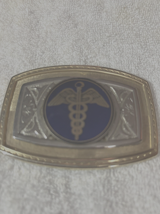 MEDICAL EMBLEM BELT BUCKLE 3 3/4 X 2 1/4 INCHES
