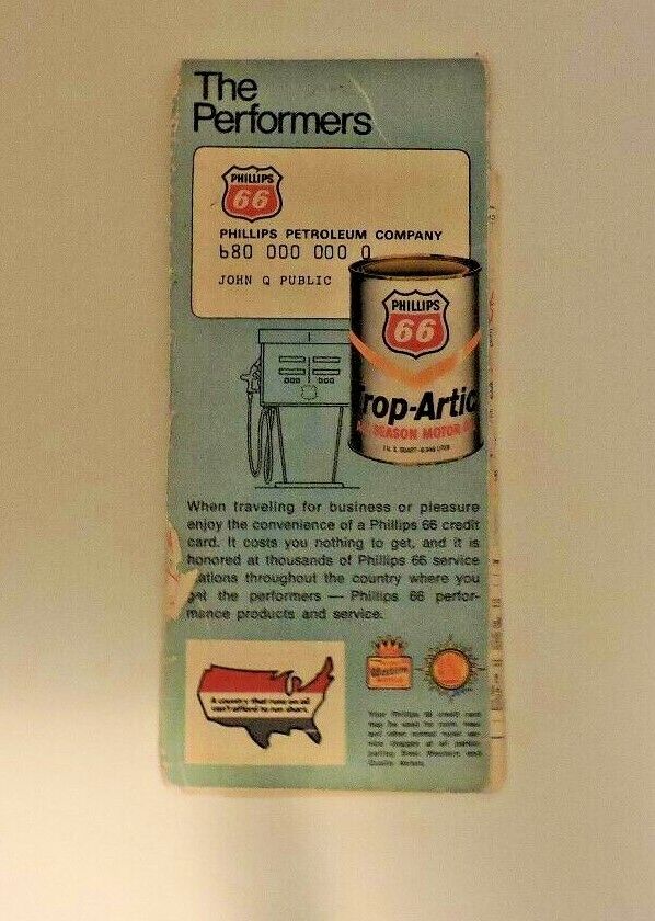 Vintage Western Central United States Map Produced by Phillips 66