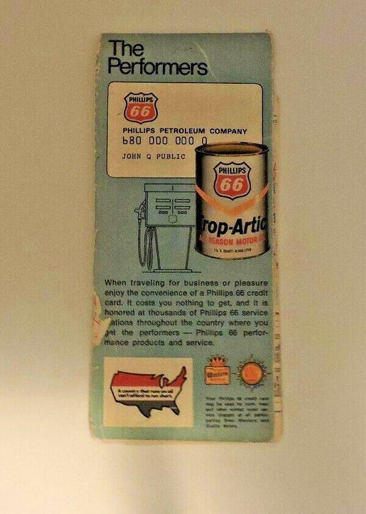 Vintage Western Central United States Map Produced by Phillips 66