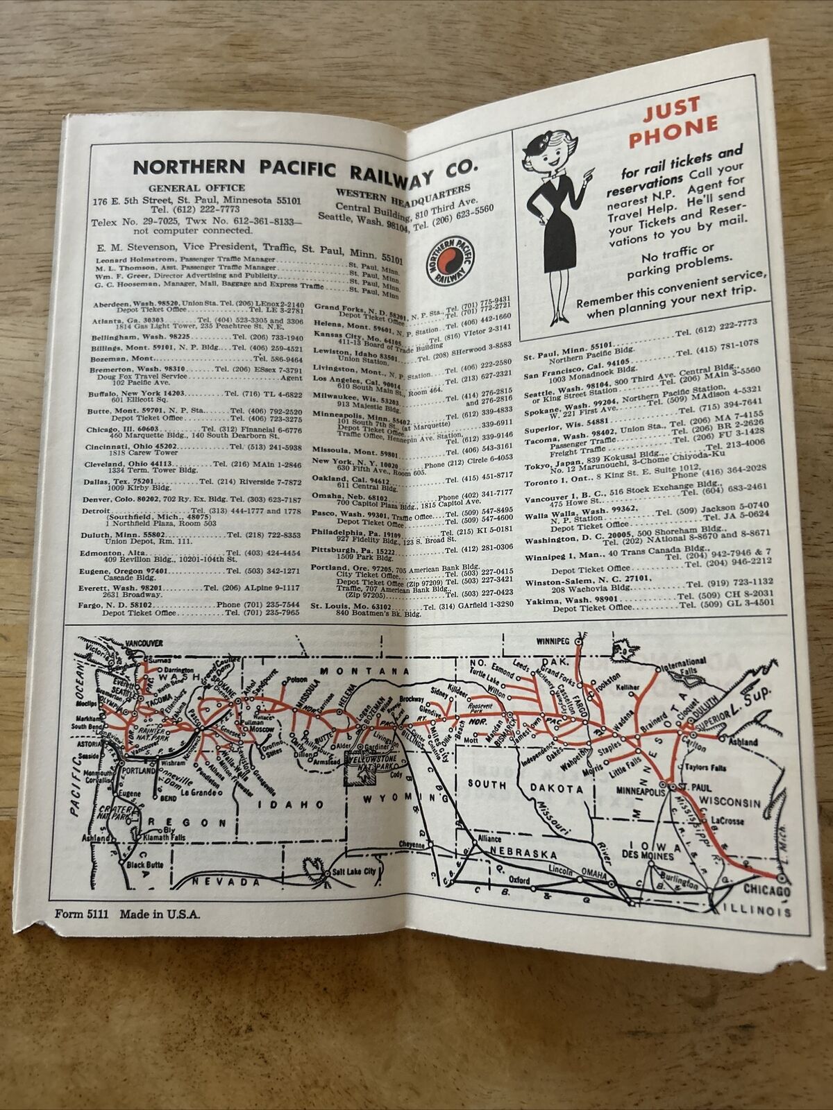 Northern Pacific Railway Time Table May 1 1969