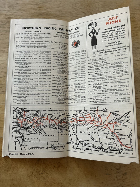 Northern Pacific Railway Time Table May 1 1969