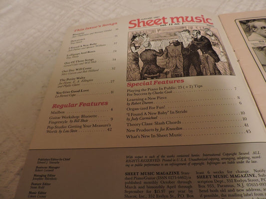 Sheet Music for Piano/Guitar Monthly Book (Jan. 1987)