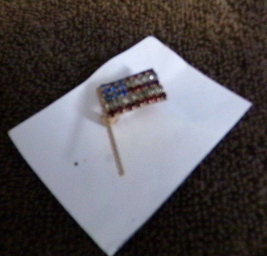 Handmade Custom Rhinestone Flag Pin-Colorful/Patriotic/Military Mom/Crafts