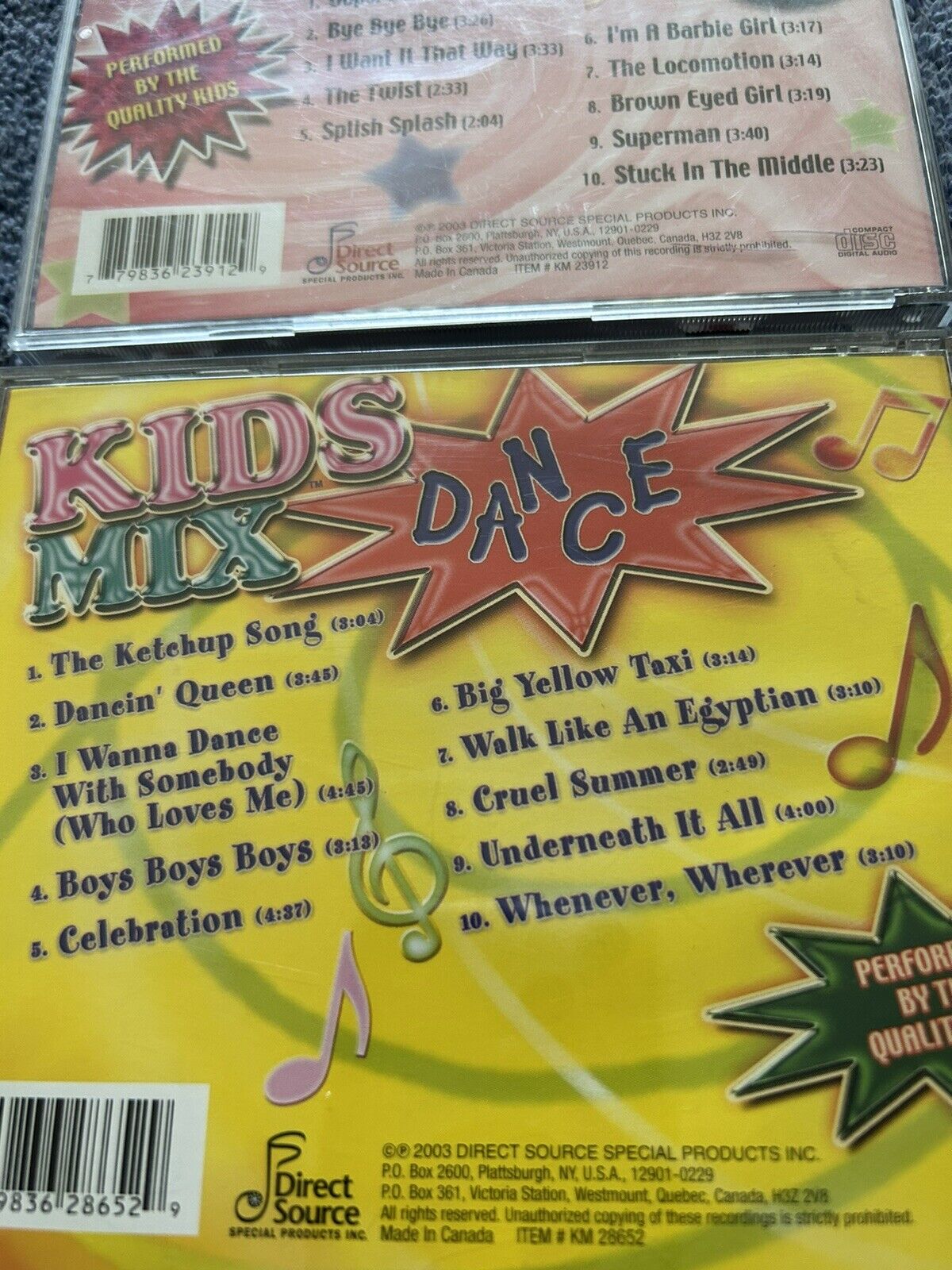 LOT OF 3 MUSIC CDs FOR KIDS: KIDS MIX POP 1, MIX 2, MIX DANCE, 2003