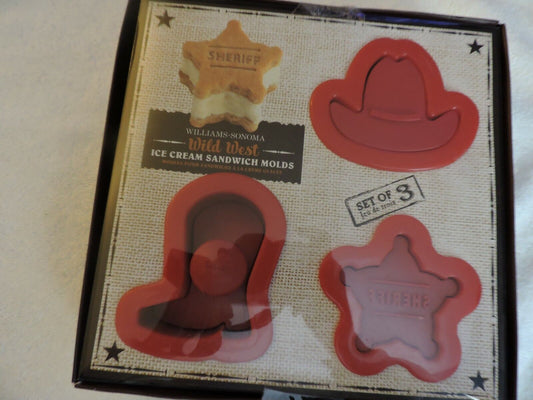 WILD WEST ICE CREAM SANDWICH MOLDS SET OF 3 (NIB)