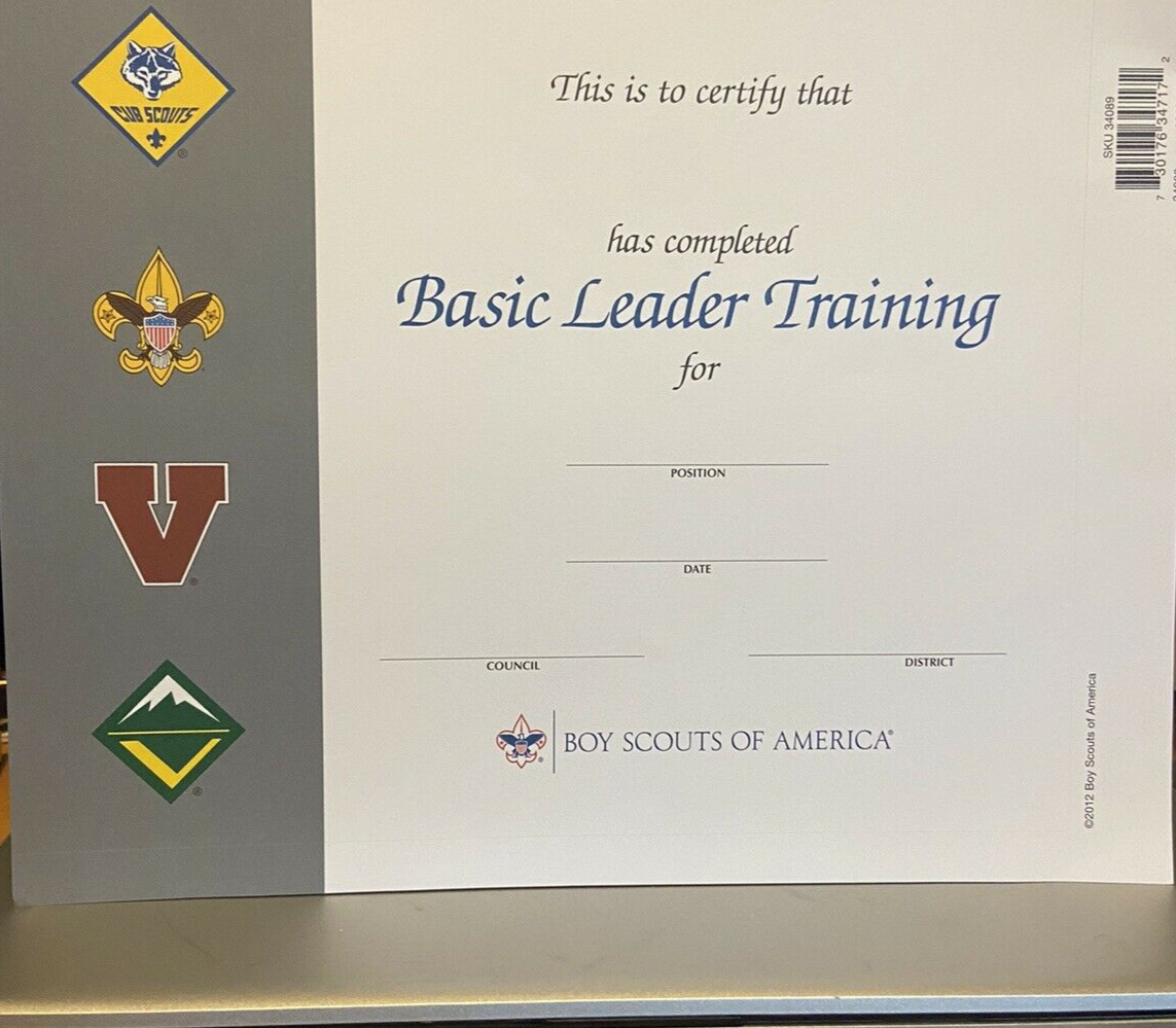 BSA: Basic Leader Training Certificate (Cub/Boy/Varsity & Venturer Scouters)