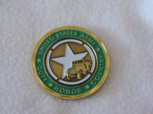 U.S. Army / Veteran -Challenge Coin-Duty-Honor-Country-Green and Bronze Colored