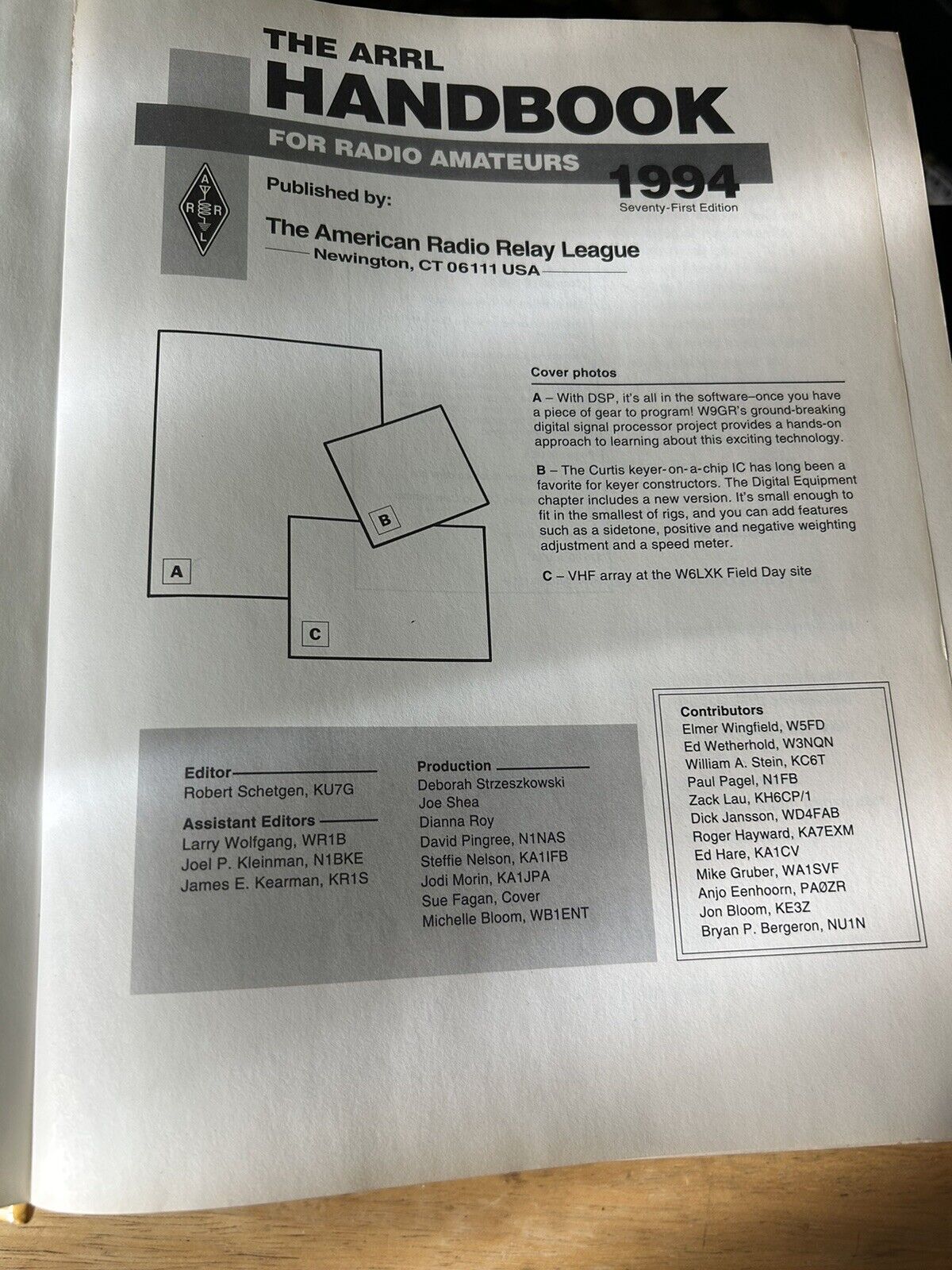 Hardcover: The 1994 ARRL Handbook for the Radio Amateur