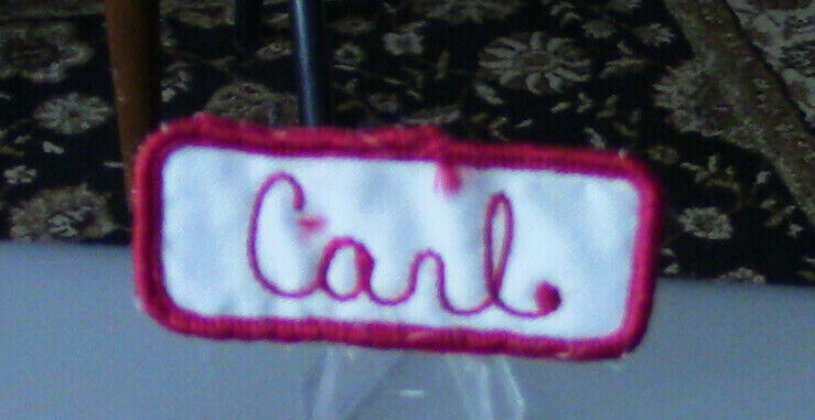 Uniform, Name Patch: CARL (White Background/Red Outline & Letters)