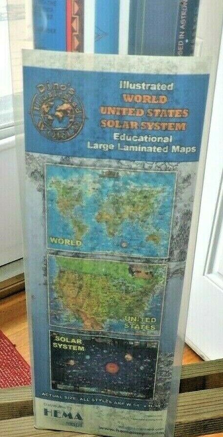 Hema 3 EDUCATIONAL Map Set WORLD MAP, UNITED STATES MAP, SOLAR SYSTEM MAP