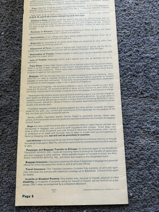 RAILROAD TIMETABLE: NORFOLK AND WESTERN RAILWAY APRIL 27, 1969