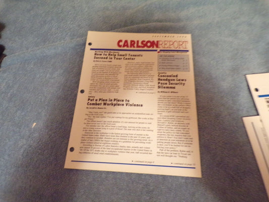 Carlson Report-Shopping Center Management (Issues From Feb '94 to Sep '96)