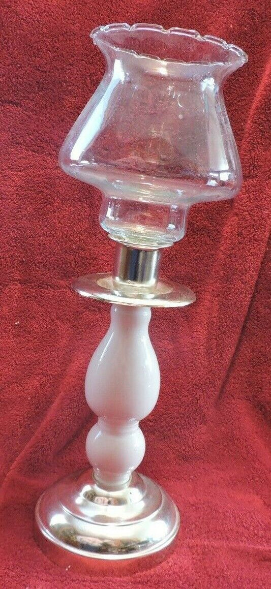 White Ceramic Candle Holder with Pink Roses-Brand New
