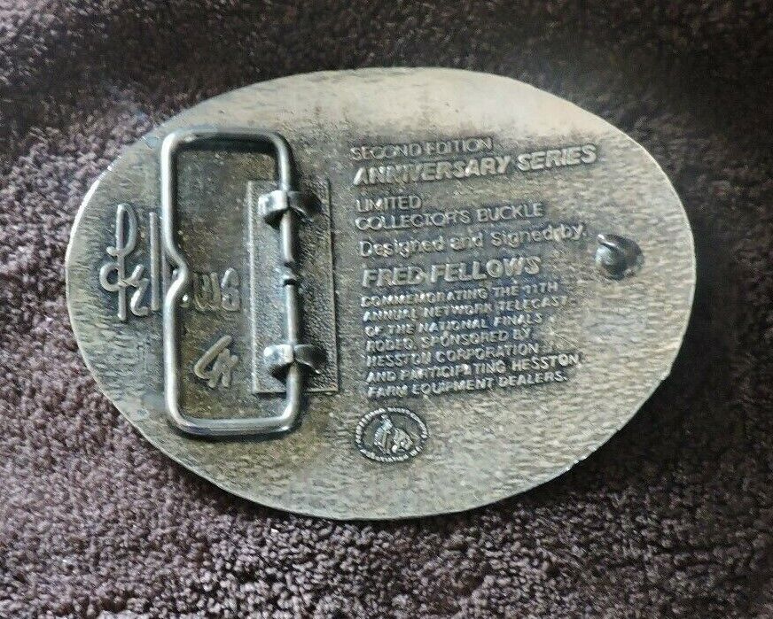 Artist Fred Fellows, Signed, National Finals Rodeo: Hesston, 1984 (Belt Buckle)