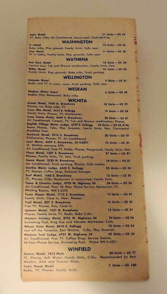 Vintage (60's) Welcome To Kansas Folding Map