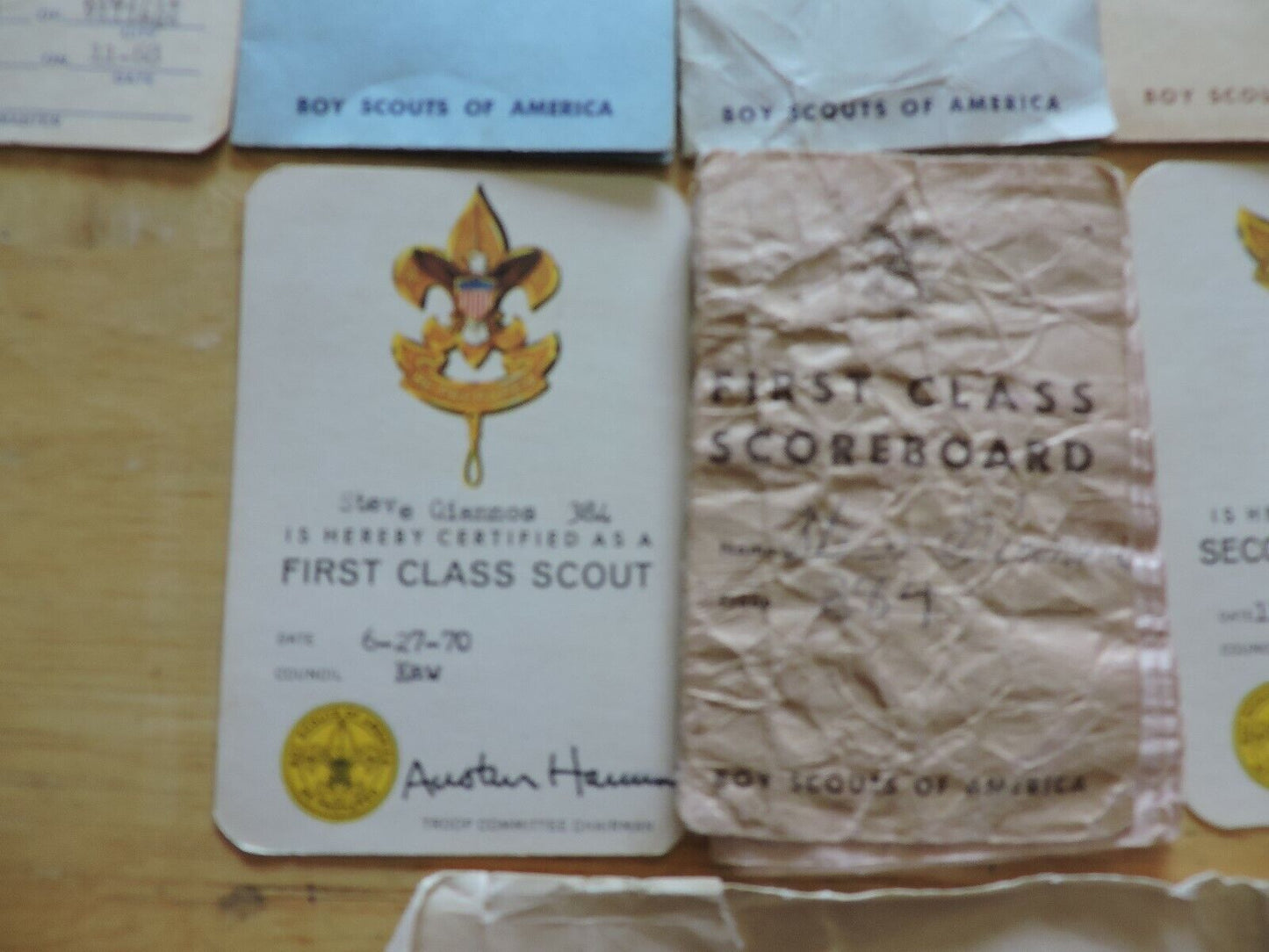 Boy Scout Memorabilia:  Advancement Cards From Between 1968-1973