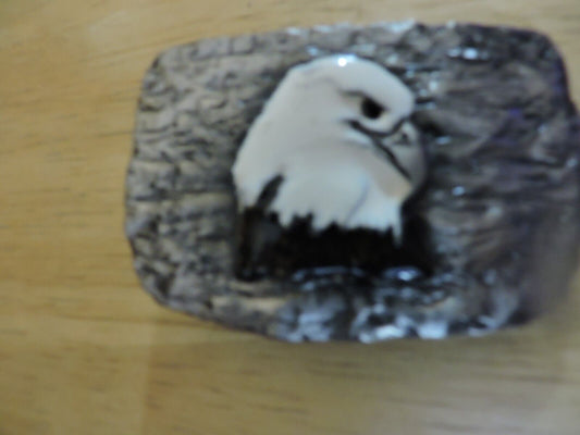 BELT BUCKLE  SILVER WITH EAGLE HEAD 2.75X 1.75 INCHES