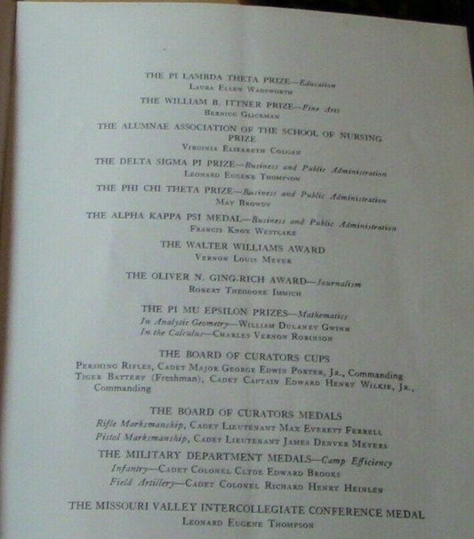 Vintage 1935 Ninety Third Annual Commencement of the University of MO. Program