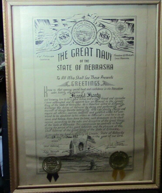 The Great Navy Of The State Of Nebraska Admiral Commission (Harold Hardy, 1947)