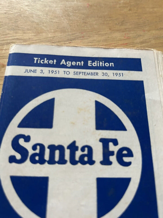 SANTA FE SYSTEM TIMETABLES TICKET AGENT EDITION JUNE-SEPTEMBER 1951