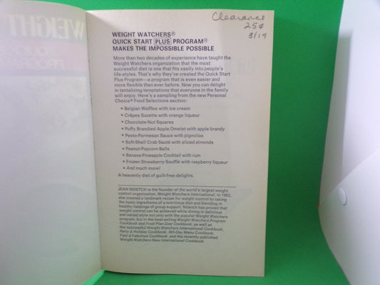 Weight Watchers Quick Start PLUS Program Cookbook