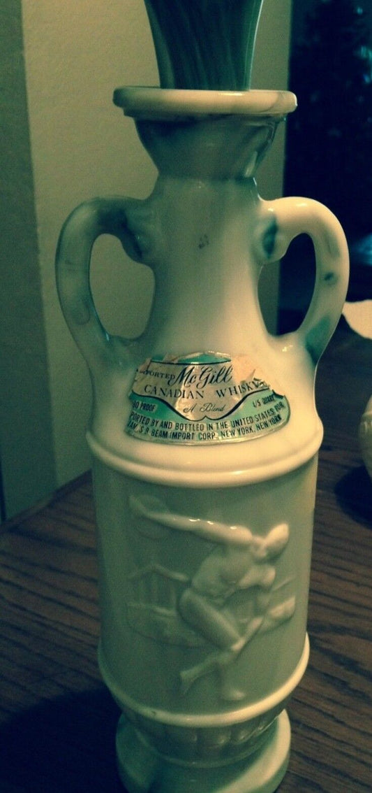 1971 JIM BEAM Import McGill Canadian Whiskey SLAG GLASS DISCUS THROWER DECANTER