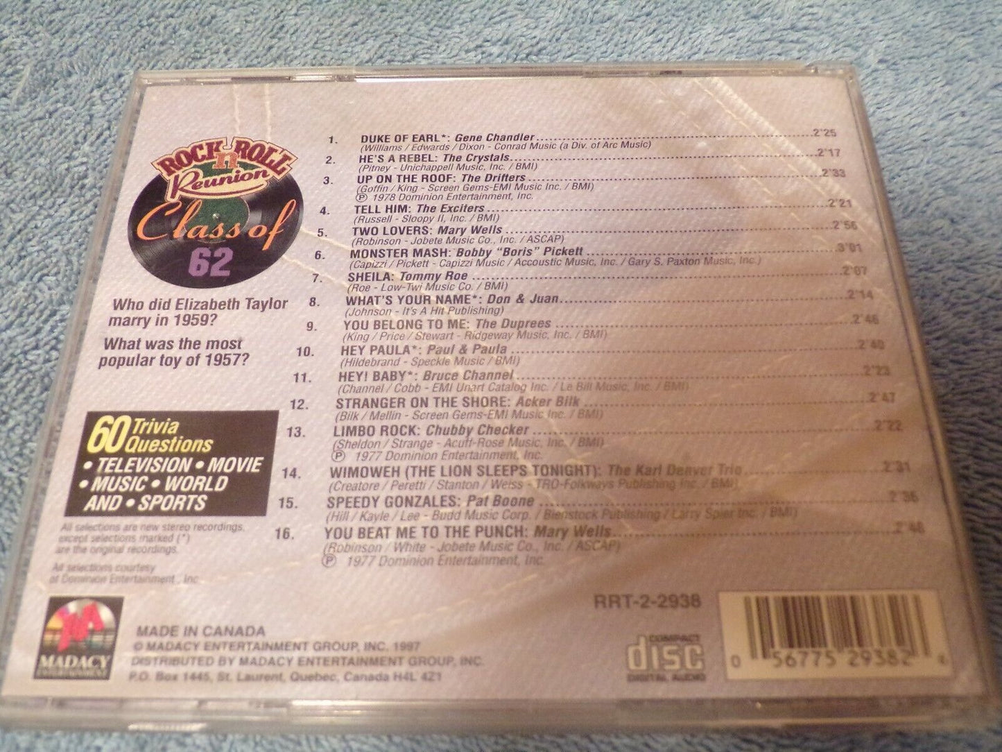 Rock n' Roll Reunion: Class of 62 by Various Artists (CD, 1997, Madacy)