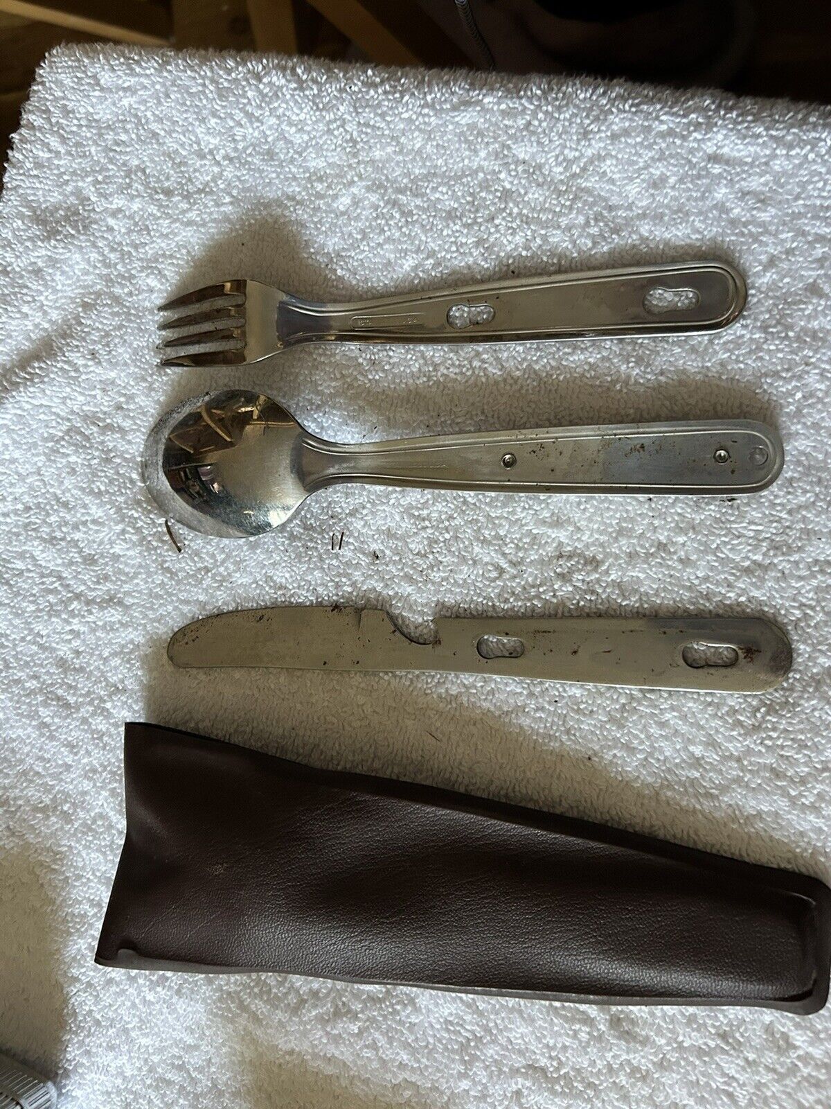 BOY SCOUT STERLING SILVER 3 PIECE FULL SIZE UTENSIL SET WITH CASE (7 INCH)