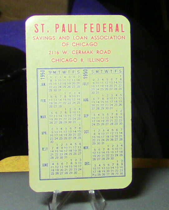 St Paul Federal Savings and Loan, Chicago, IL. Calendar Advertisement 1950