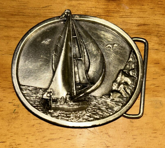 Bergamot Brass Works Presents: "Sailboat" Pewter Belt Buckle