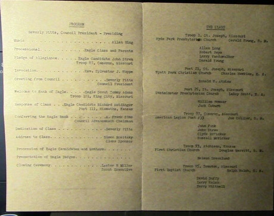 BSA/Boy Scouts: Vintage, 1954 Eagle Court Of Honor (Pony Express Council) Invite