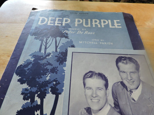 DEEP PURPLE SHEET MUSIC BY THE MACFARLAND TWINS 1939