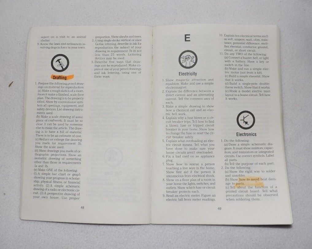 1991-93 Boy Scout Requirements Printed in 1992