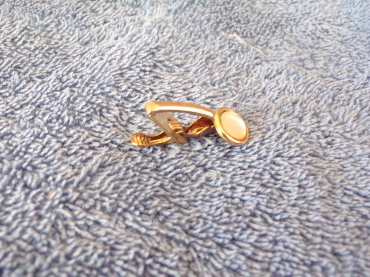 Gold+White Tie Tack + Cuff Link Set