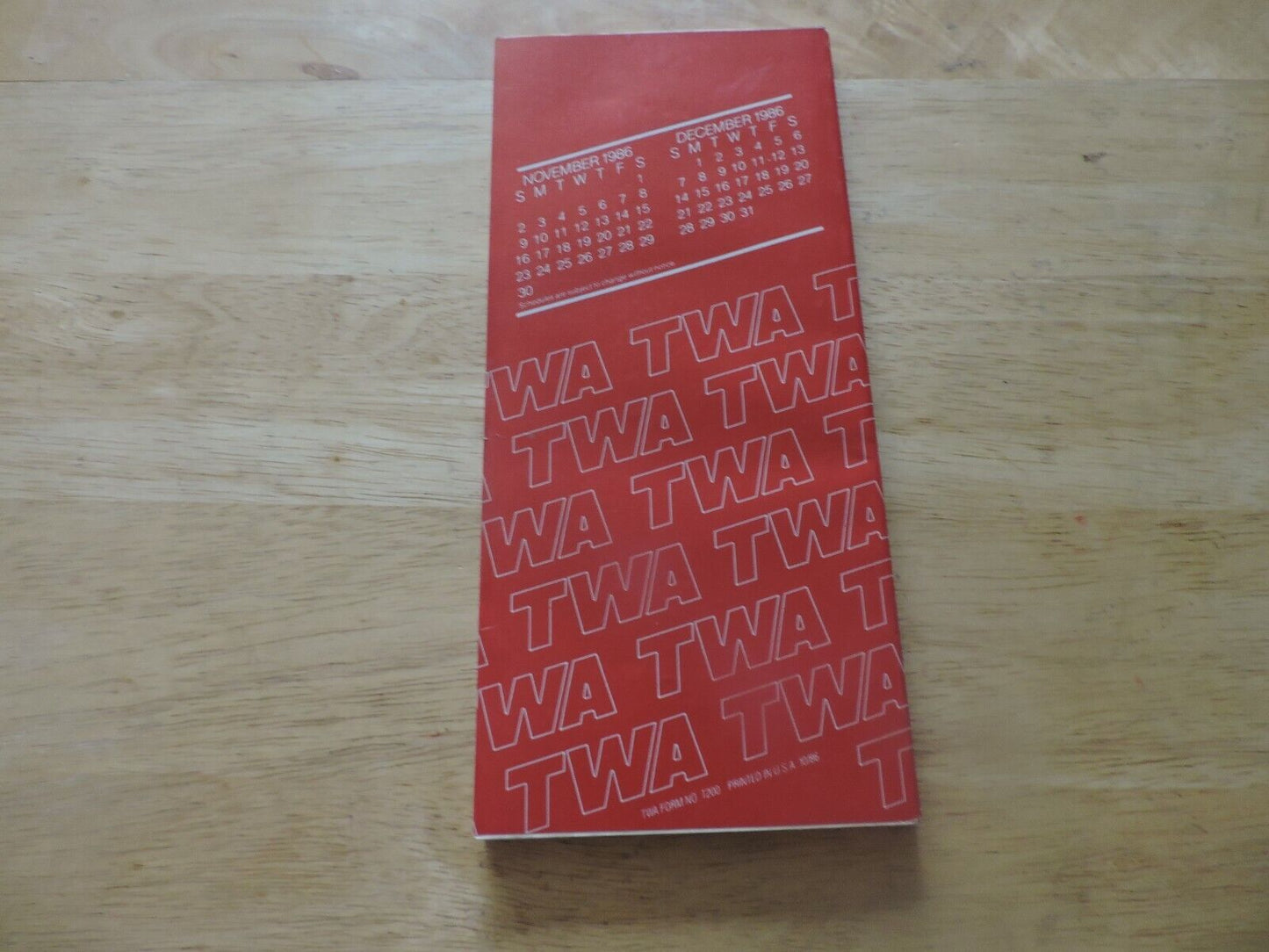 TWA Timeline Effective October 26, 1986