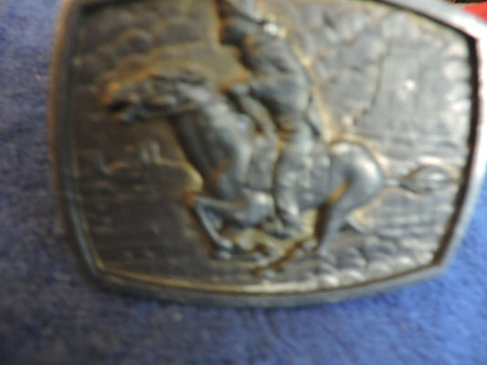 BRASS BELT BUCKLE: PONY EXPRESS RIDER