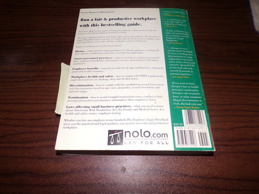 The Employers Legal Handbook By Attorney Fred S. Steingold
