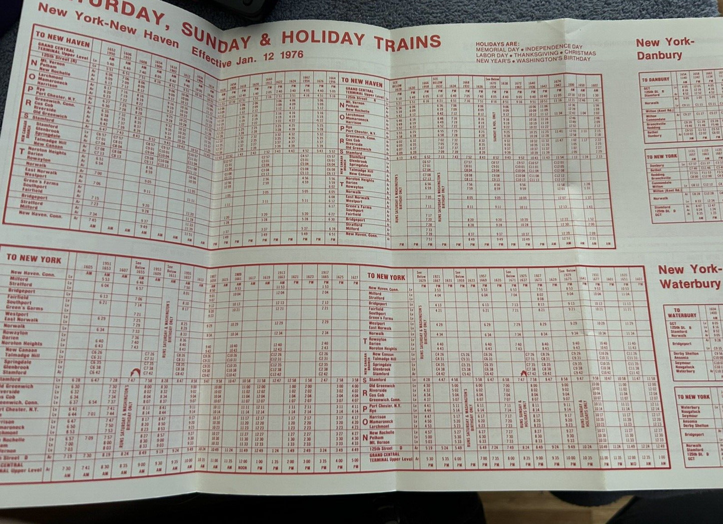 RAILROAD TIMETABLE: NEW HAVEN LINE JANUARY 12, 1976