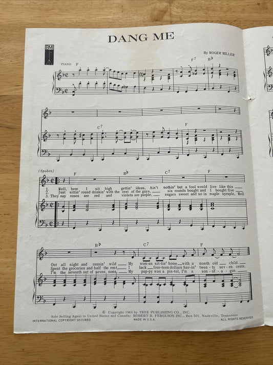 Dang Me! Roger Miller Sheet Music 1964