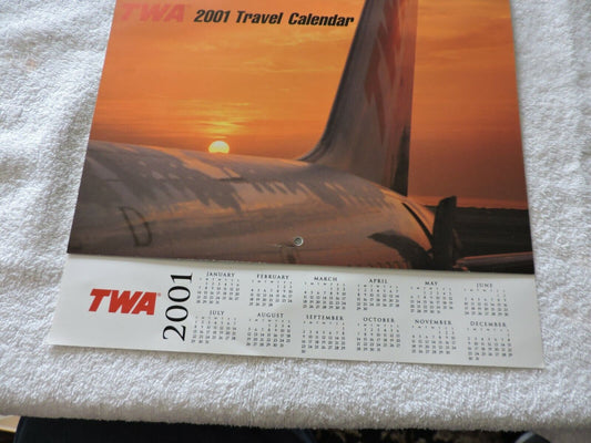 COLLECTIBLE TRANS WORLD AIRLINE 2001 TRAVEL CALENDAR-NEW