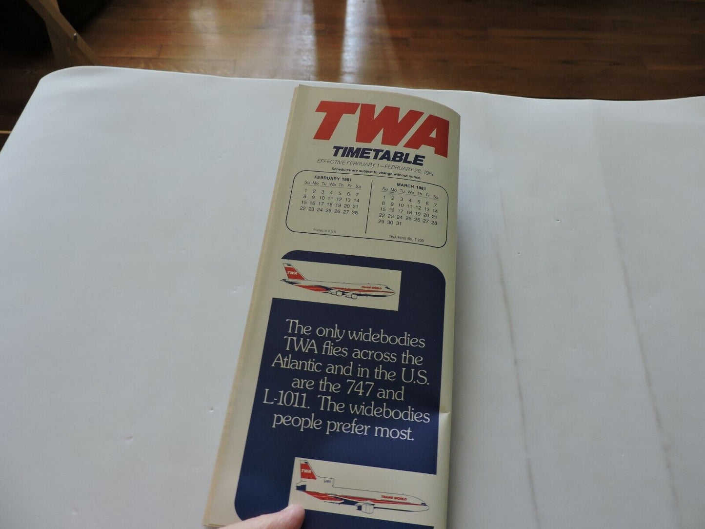 TWA TIMETABLE FEBRUARY 1-28, 1981