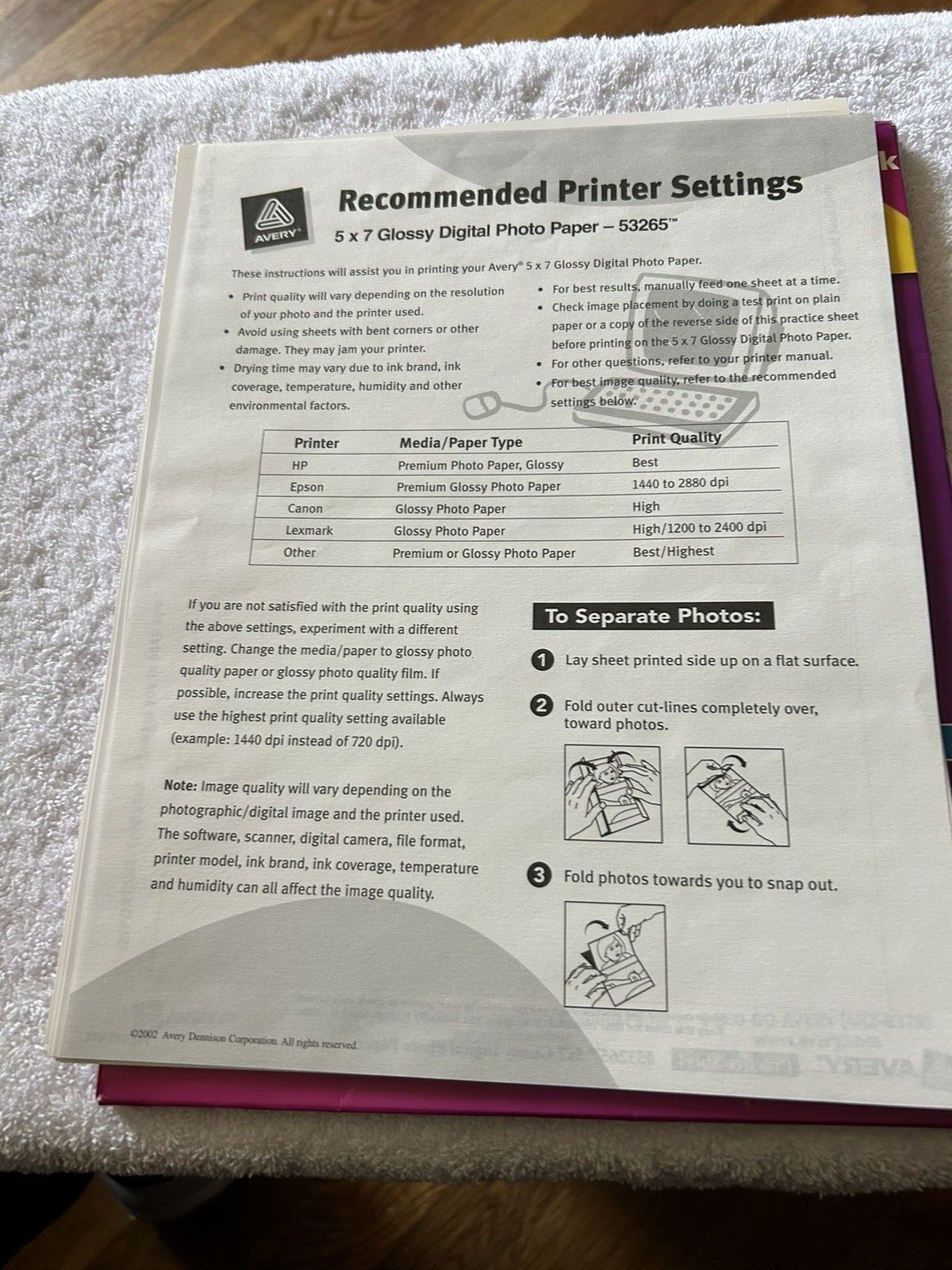 LOT OF PHOTO PAPER: CANNON & HP 15 SHEETS OF 4X6 " AND 15 SHEETS OF 5X7" SIZE