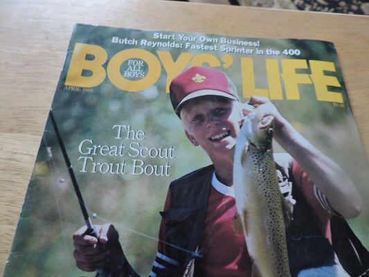 BOYS' LIFE MAGAZINE-APRIL 1988--THE GREAT SCOUT TROUT BOUT